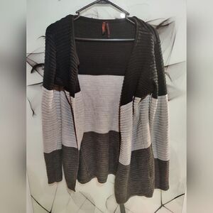 Yoki - Charcoal & Heather Gray Color Block Open-Front Duster Size S